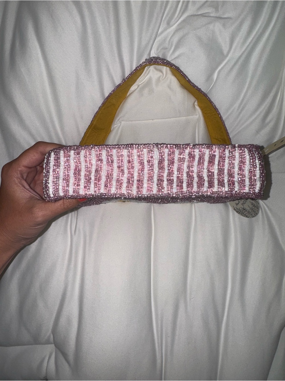 White Daisy Beaded Shoulder Bag Handmade in India New with Tags - Picture 5 of 15